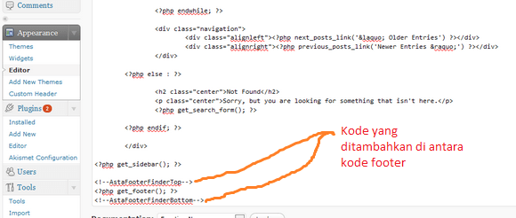 Kode footer di index.php
