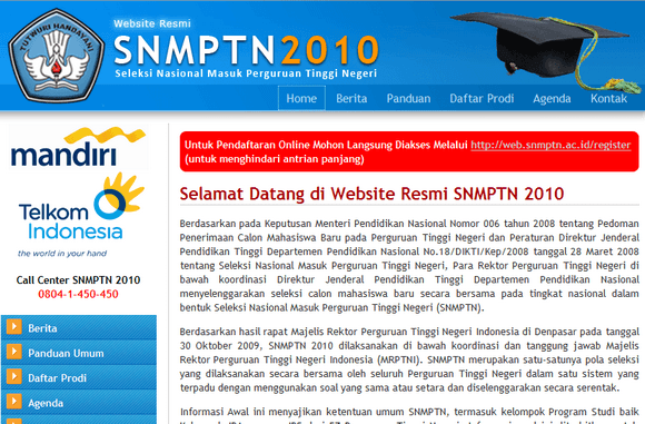 Website Resmi SNMPTN 2010